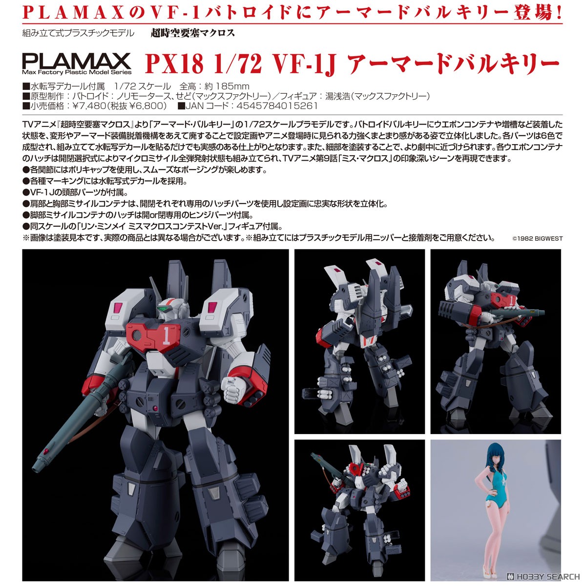 PLAMAX PX18 1/72 VF-1J アーマードバルキリー (プラモデル) - ホビー
