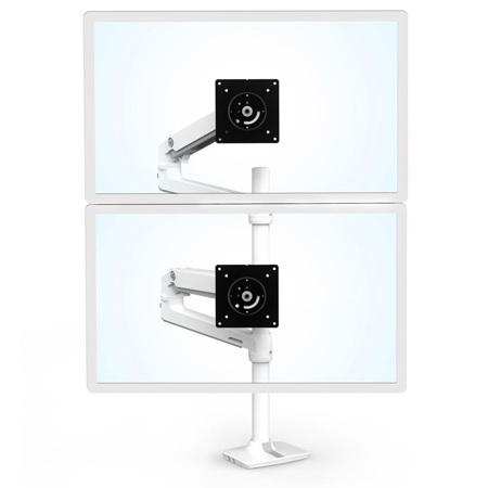 Ergotron LX Dual Stacking Monitor Arm with Tall Pole, White 45-509-216