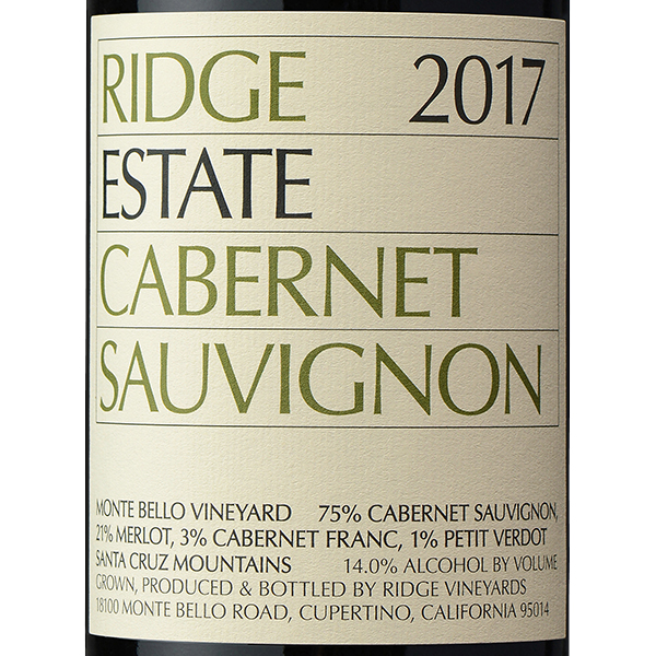 2017 カベルネ・ソーヴィニヨン・エステート / リッジヴィンヤーズ