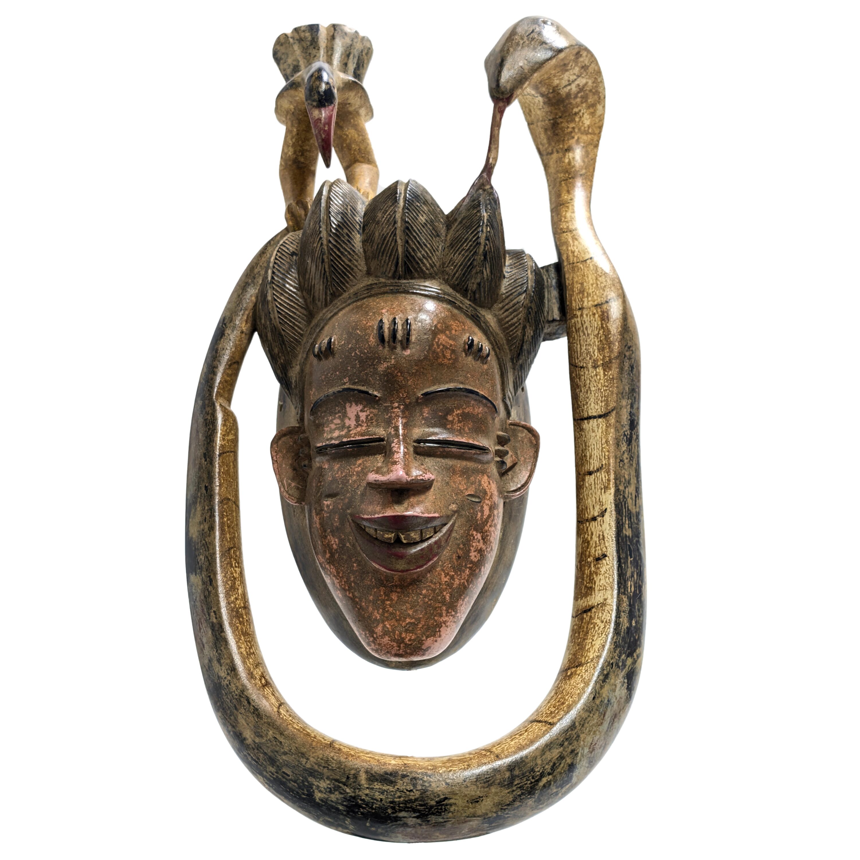 グロ族ヘビ仮面 50cm アフリカン プリミティブアート マスク （r219-33