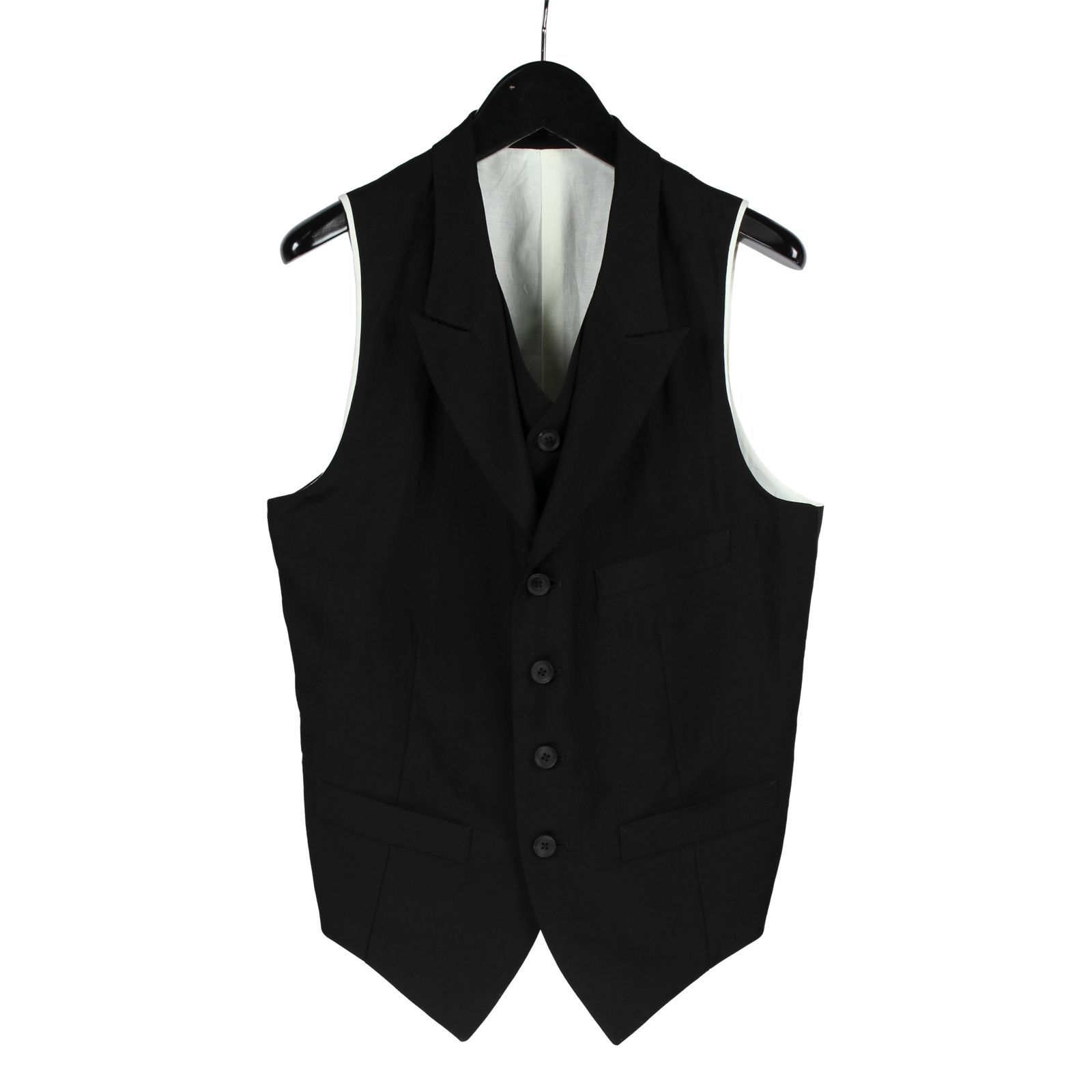 yohji yamamoto - pour homme | 前二重ベスト (メンズ) / ブラック