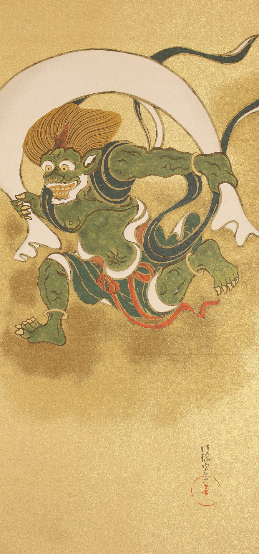 真筆 ・ 超珍品 】 無弟(風神雷神)掛け軸 真筆 ・ 超珍品 】 無弟(風神