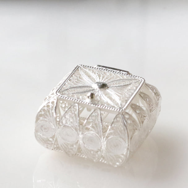 中国 七宝 銀細工 silver 宝石ケース 天然石 中国 七宝 銀細工 silver