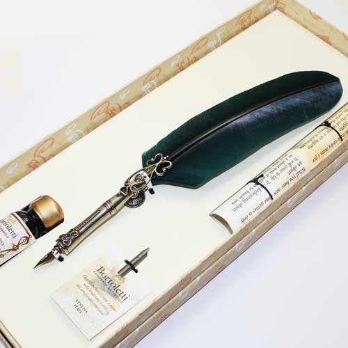 ボルトレッティ メタルデコレーション 羽ペンセット グリーン