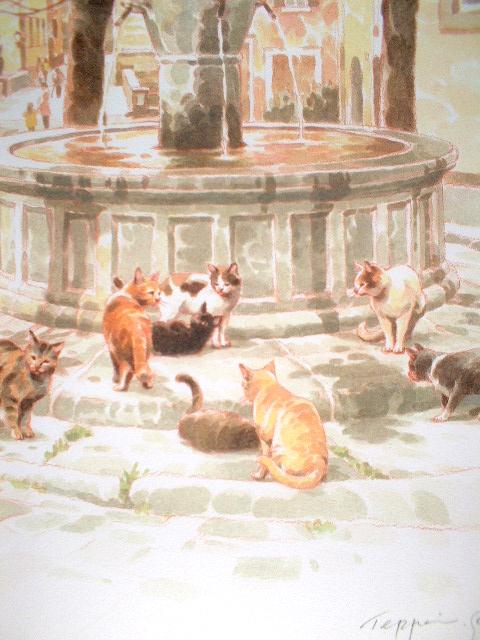 笹倉鉄平 「旧市街の猫たち」シルクスクリーン