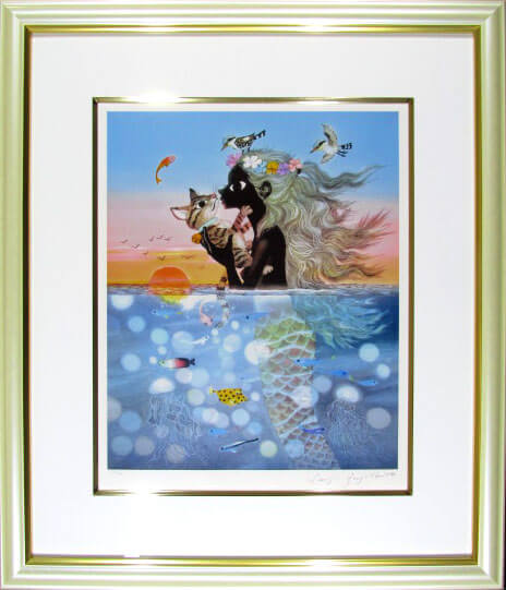 真作□藤城清治 版画 夕日の思い出□絵画 美しき日本 四季の情景 真作