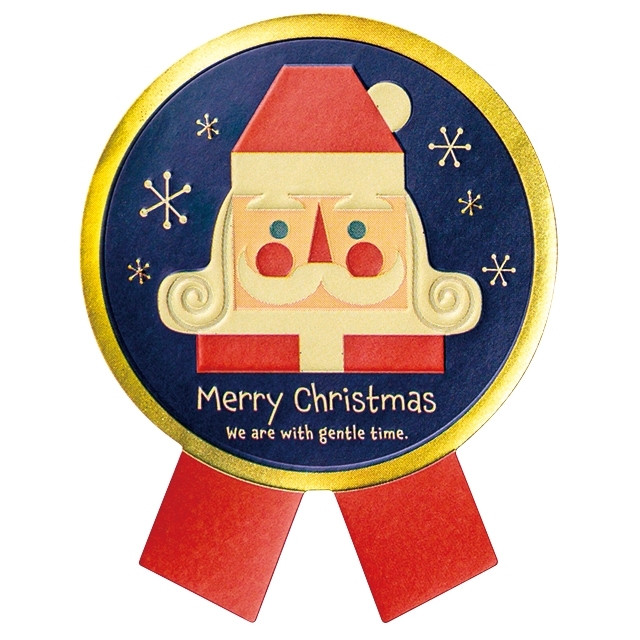 クリスマス北欧リボン型シール-1(W50×H64): ギフトシール・封印シール