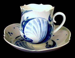 珍品☆美品【MEISSEN】ブルーオーキッド スープチューリン（大