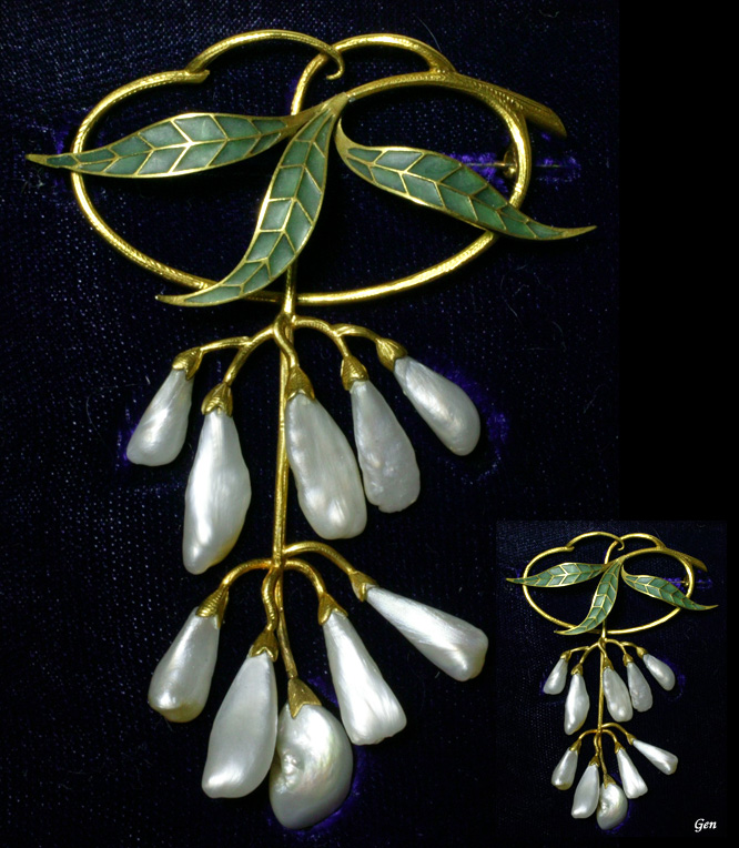 アンティーク プリカジュールエナメル アール・ヌーヴォー ブローチ お