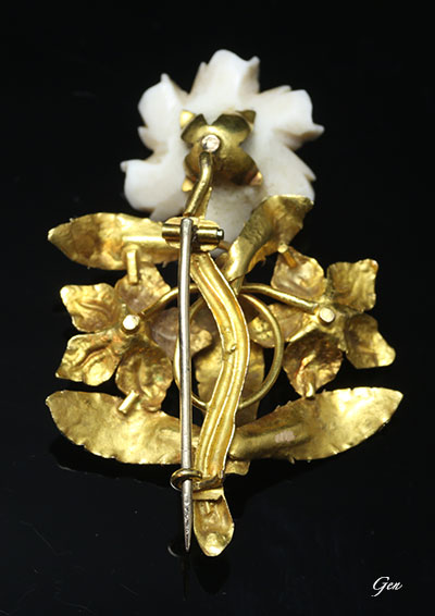 ジョージアン フラワー付き ブローチ アンティークジュエリー