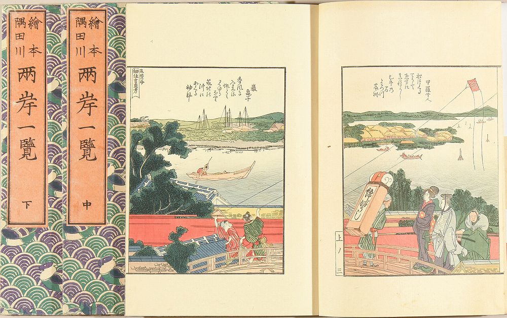 北斎 絵本隅田川両岸一覧 北斎画 3冊揃 風俗絵巻図画刊行会刊 大正6年