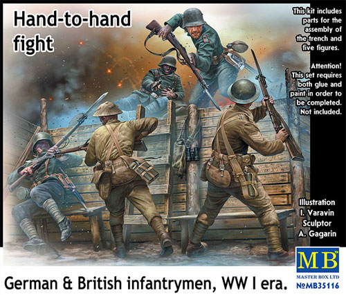 マスターボックス WW1 イギリス・ドイツ歩兵 白兵戦 (塹壕ミニジオラマ