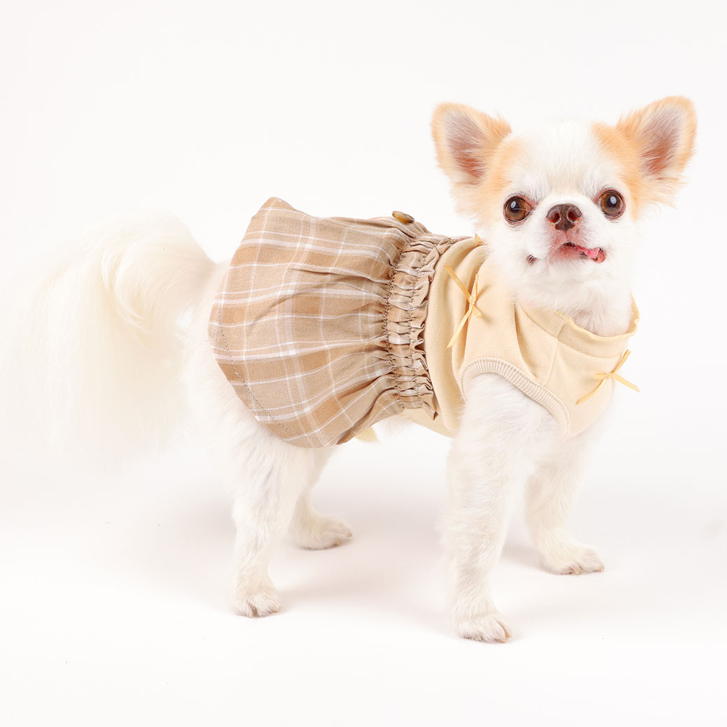 犬服 ワンピース(S) ꒡̈⃝Lily꒡̈⃝ハンドメイド 犬服 ワンピース(L