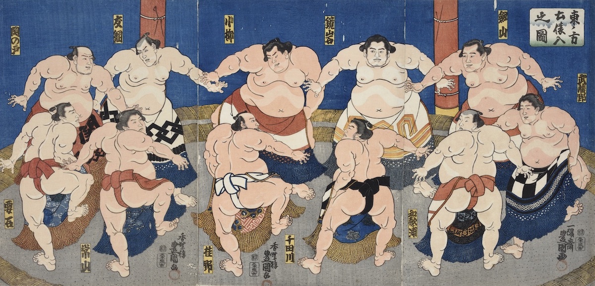 江戸時代の相撲浮世絵 On off】国貞 相撲「江戸 越の海福松」江戸名前