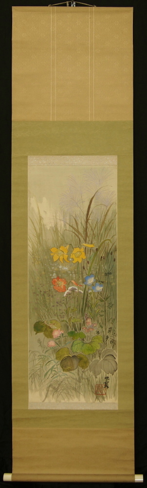 京都の掛軸専門店 古美術神宮堂 掛軸 彩色花鳥画