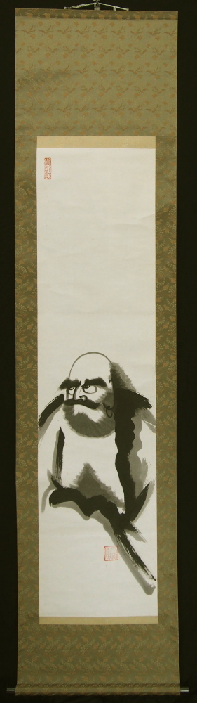 古い掛軸 鹿子木孟郎 不倒 馬の図 絹本竪幅 合わせ箱 日本画 j31