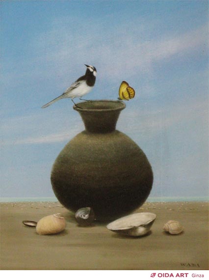 和田徹 WADA 抽象画 線描油絵作品 1985