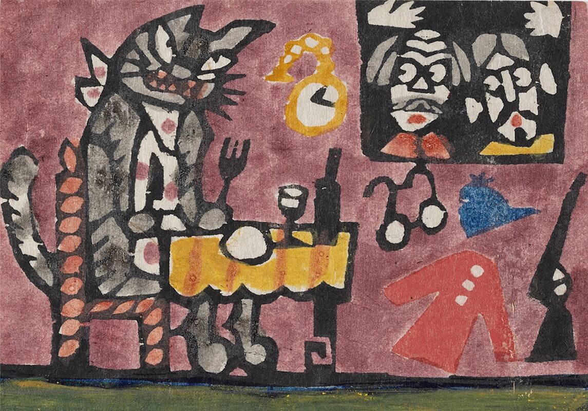 柚木沙弥郎 額絵「ひとびと」 No.10369「型染絵〈きんたろう〉：柚木沙弥