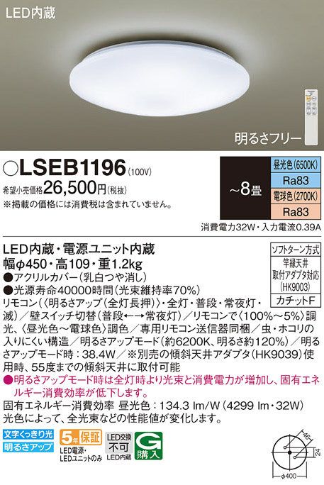 LSEB1196 シーリングライト x3 Panasonic シーリングライト LSEB1196