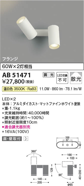 Koizumi コイズミ照明 LED可動ブラケット AB51471 | 商品紹介 | 照明