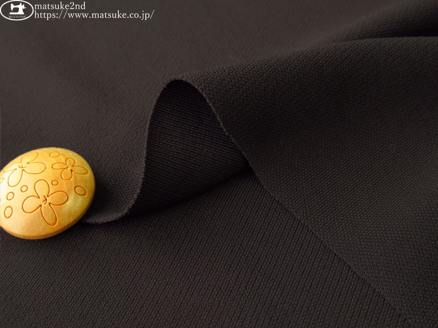 デッドストック反】 スムース風ポリエステルニット チャコールブラウン
