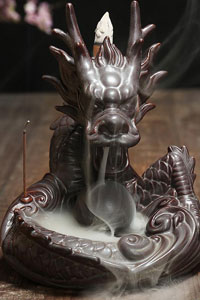 香炉 倒流香 龍の香炉 ドラゴン 白檀 沈香 三角香 倒流香炉 高山流水