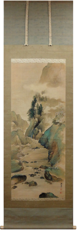 傑作・真作] 寺崎広業 遼東春色 晩年作 日本画 掛軸 中国 遼東半島 桜