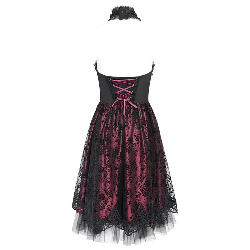 Red women Skeleton Printing Gothic Lolita Dress / ワンピース
