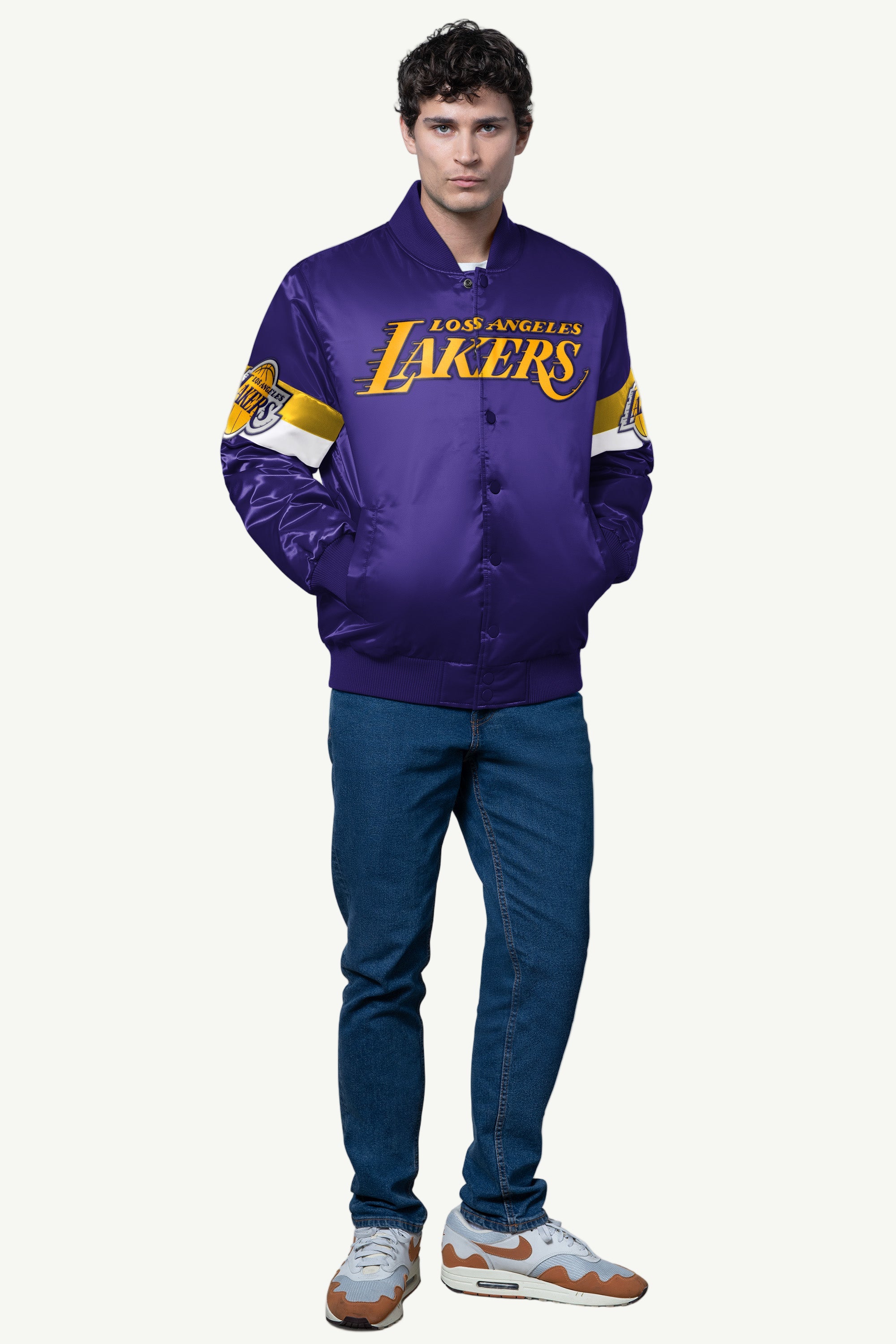 Mens La Lakers Triple Option Satin Varsity Jacket | NBA | Starter