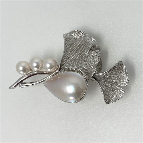 アコヤ真珠 あこや ミキモト ブローチ 帯留め 白蝶真珠 マベパール