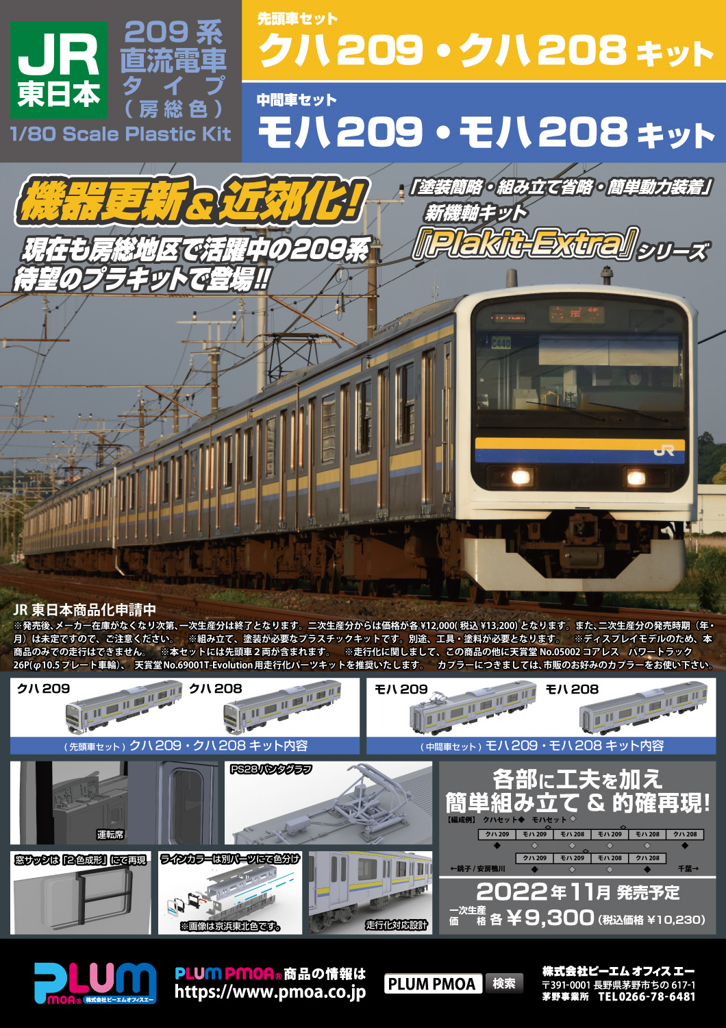 S*i様 1/80 PLUM 209系房総色先頭車2両キット S*i様 1/80 PLUM 209系