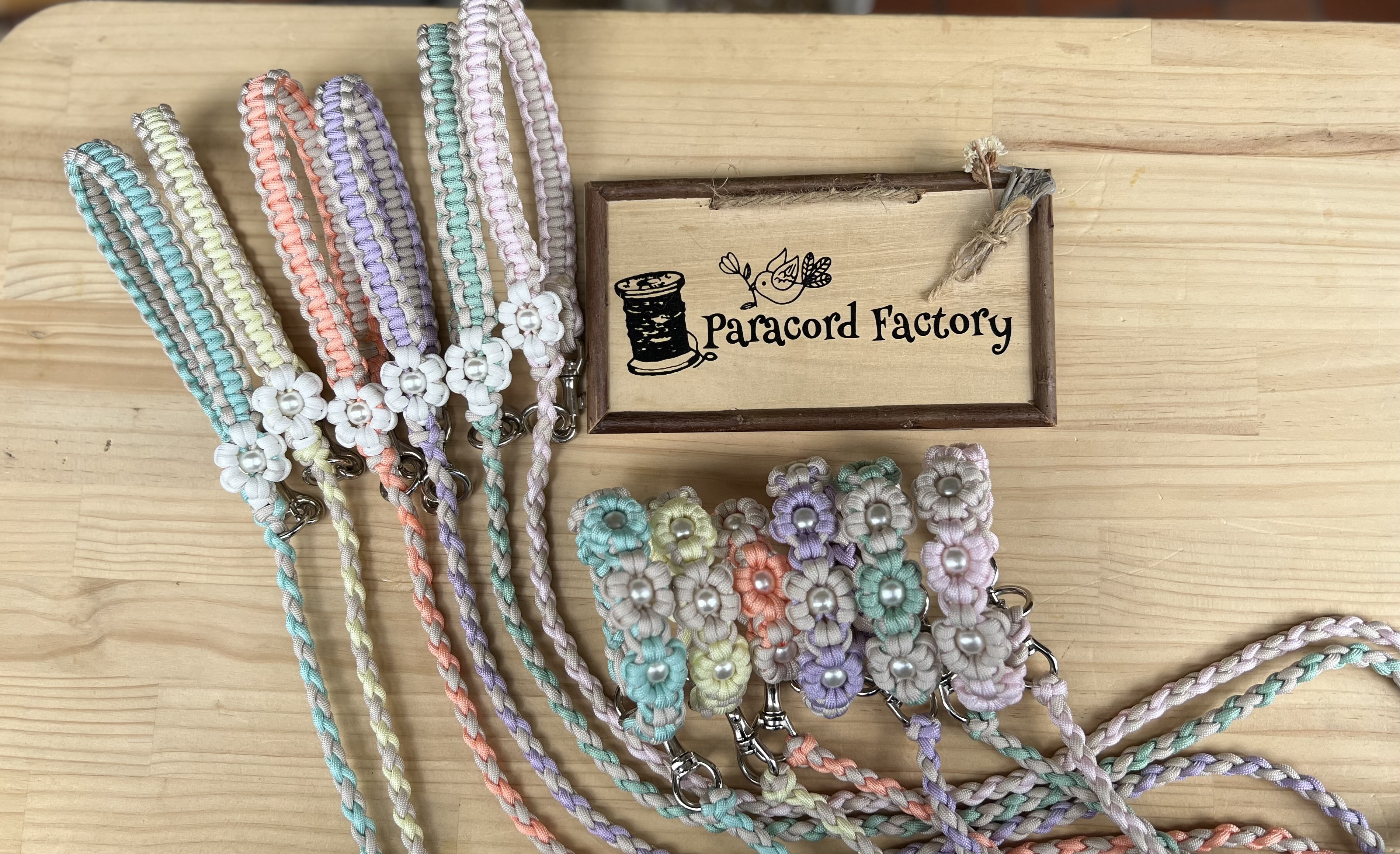 パラコードハーフチョーク パステルカラー スマイルフラワー No.0174