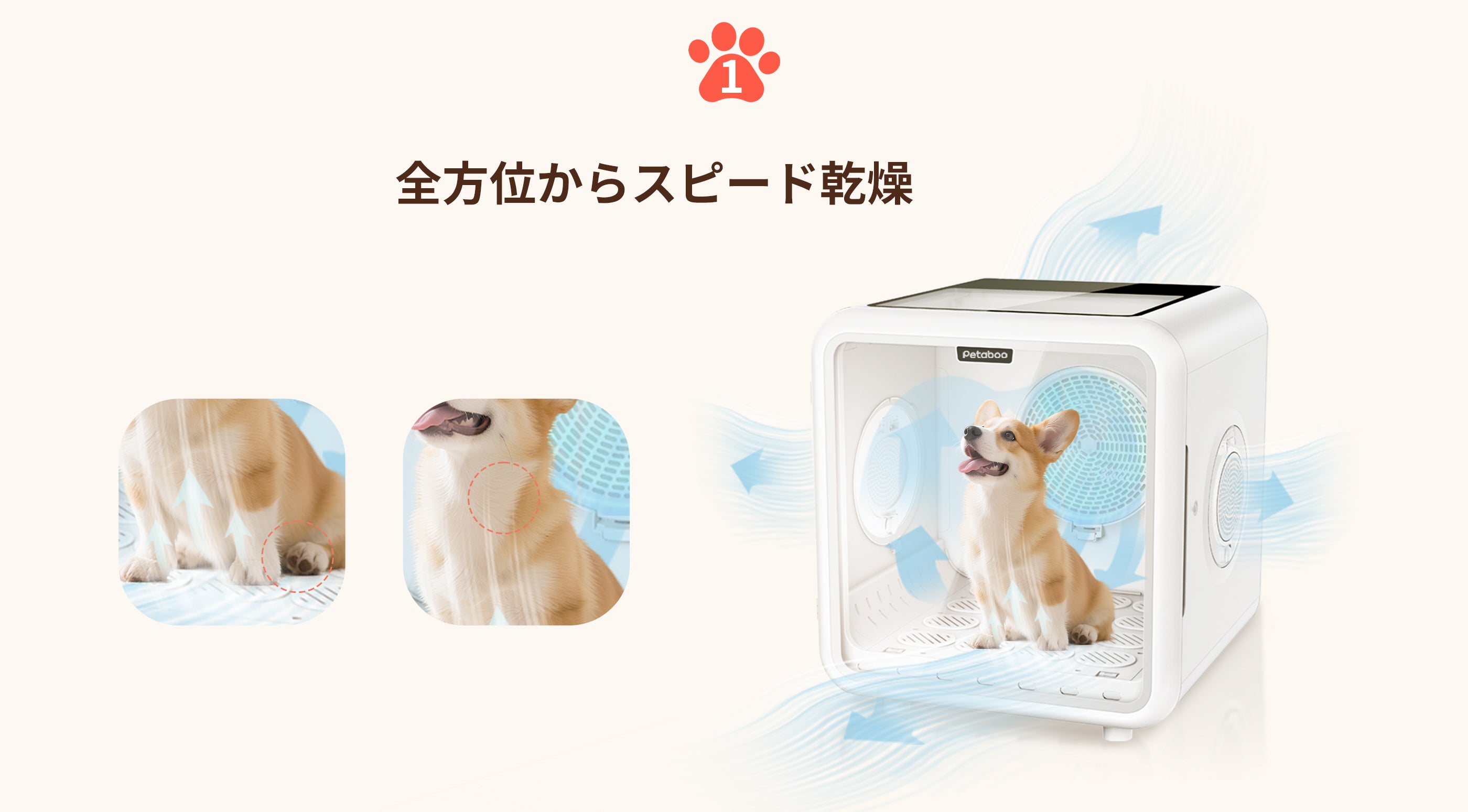 ペット ドライ ルーム，ペット乾燥機 72L大容量 犬猫兼用 | Petaboo