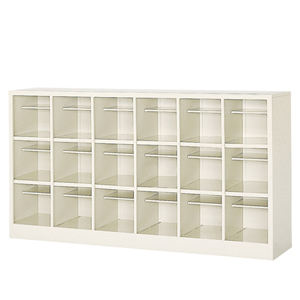 業務用 BIオープン個別棚付 6列3段 18人用 外寸：W1481×D330×H815mm