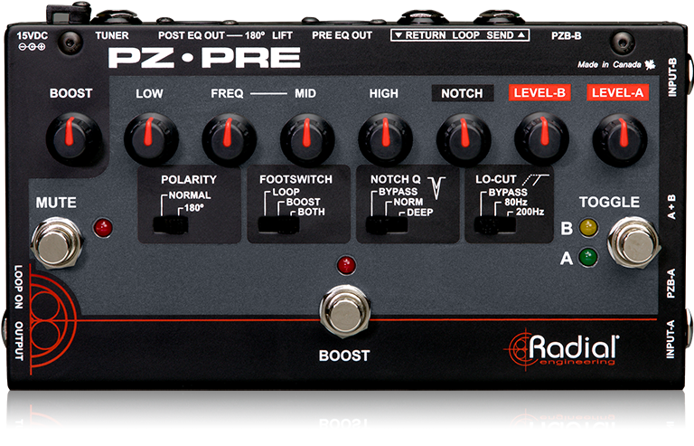 Radial PZ-Pre アコースティックプリアンプ DI ACアダプター付き