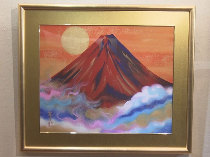 絵画 日本絵 赤富士 蛯子 豊川蛯子 絵画 日本絵 赤富士 蛯子 豊川蛯子