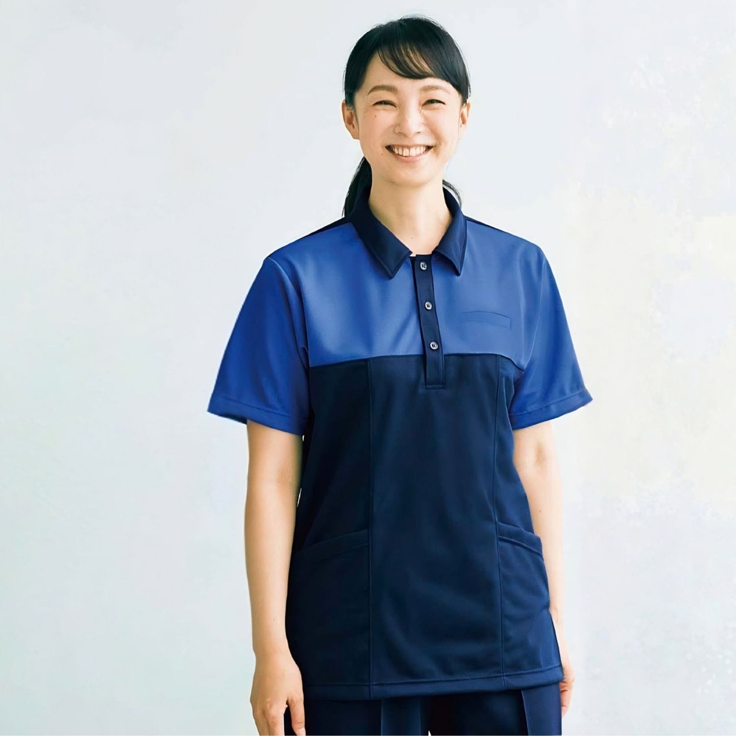 品番： CR222 】 ケアワークシャツ 色落ちしにくいウエア(SS ネイビー