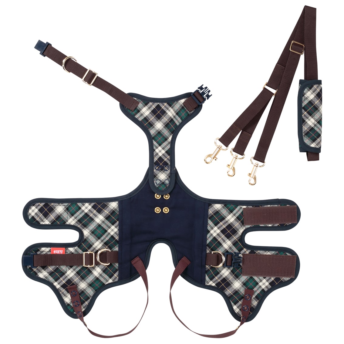 小型犬用 緑チェック | 歩行補助ハーネス LaLaWalk