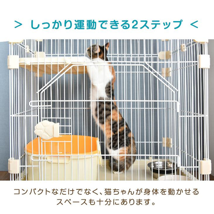 キャットケージ コンパクト 2段 ハンモック キャスター付き ステップ台