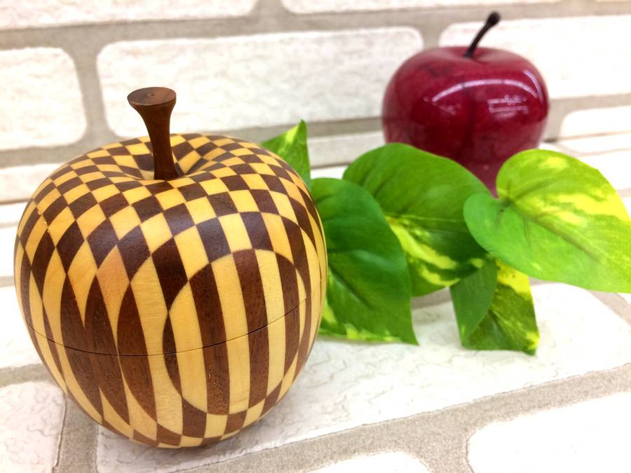 箱根寄木細工 りんご 小物入れ アクセサリーケース 工芸品 民芸品 木工