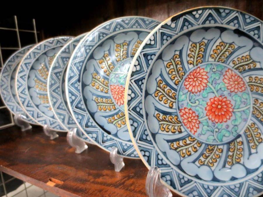 五代 佐藤走波 七十五才 染錦牡丹文カップ＆ソーサー コレクター