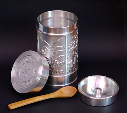 純錫97％の錫製茶缶 梅蘭竹菊
