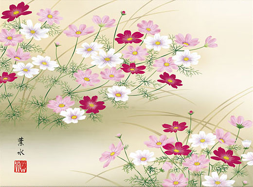 10年保証 10年保証 掛け軸 桜花に小鳥 (おうかにことり) 緒方葉水 新