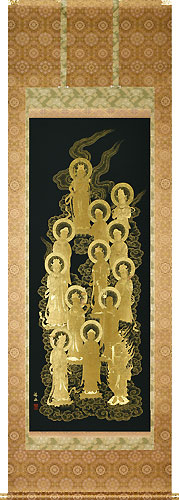 五】古仏画 『十三佛』 絹本 彩色 著色 截金 掛軸 箱付