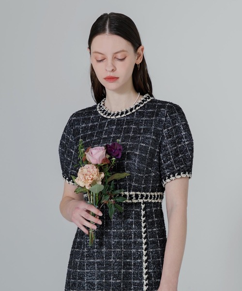 Leja（レジャ） ドレス 「LEJA」ツイード柄ハイウエストソフト