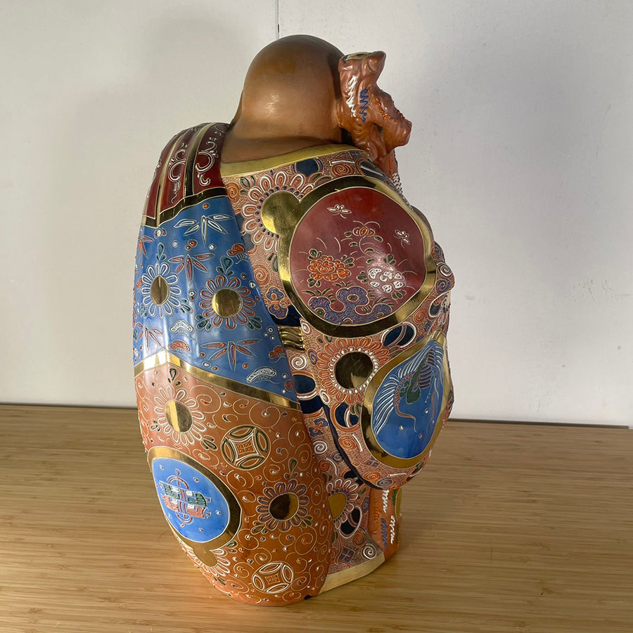 2306 九谷焼布袋縁起物 七福神 置物 特大高60cm 神仏物 時代物