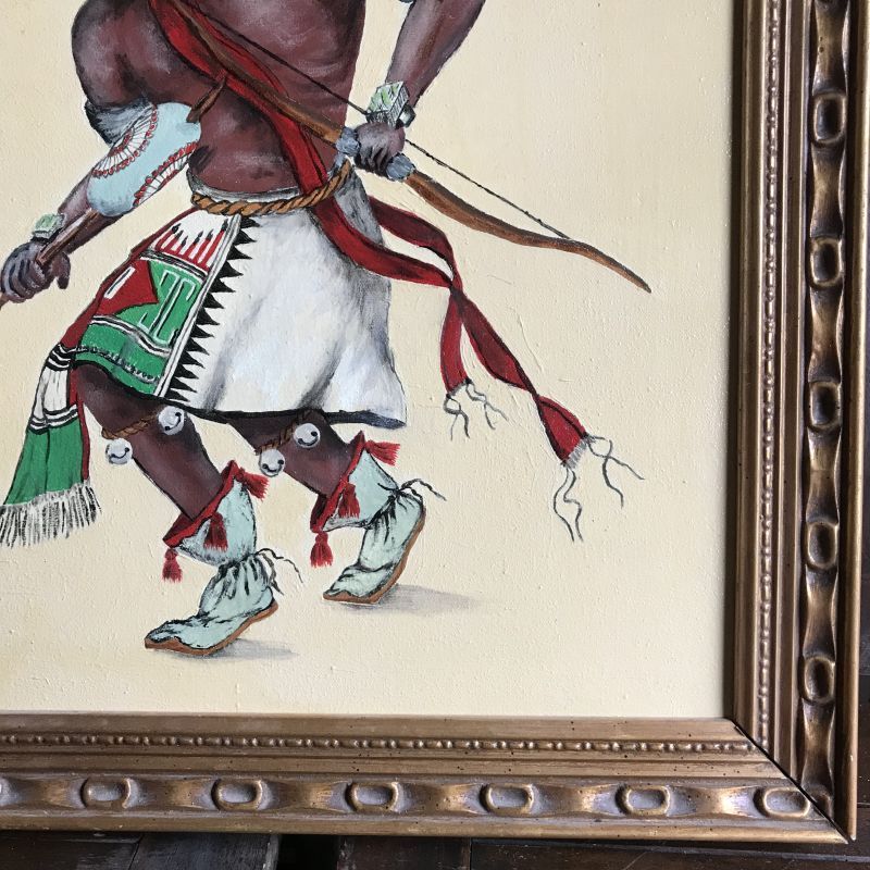希少品！1970年代カチナ精霊ダンスの油彩ヴィンテージネイティブアメリカン