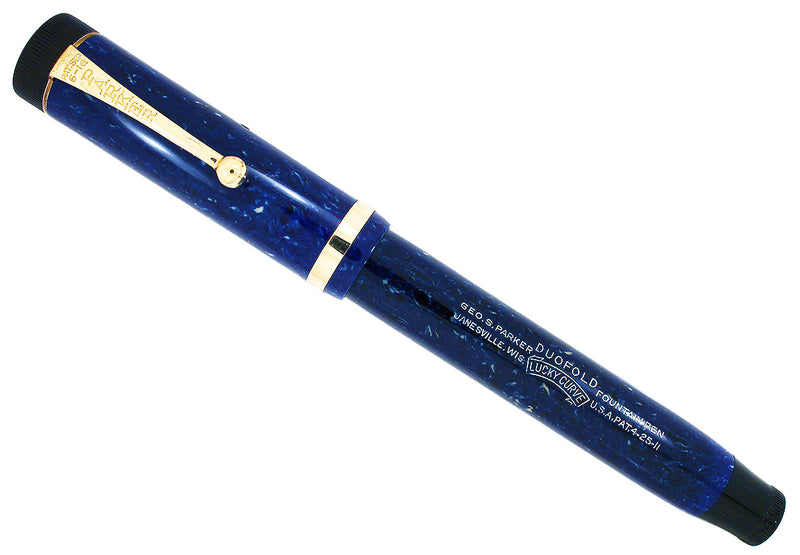 1927 PARKER DUOFOLD SENIOR BLUE LAPIS FOUNTAIN PEN IN RESTORED