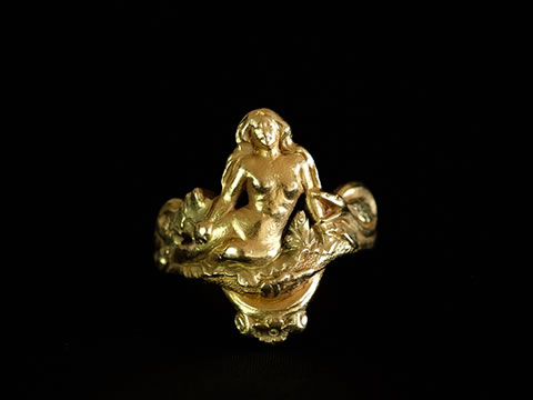 アンティーク薔薇のネックレス（アールヌーヴォー、金細工、ハンドメイド）