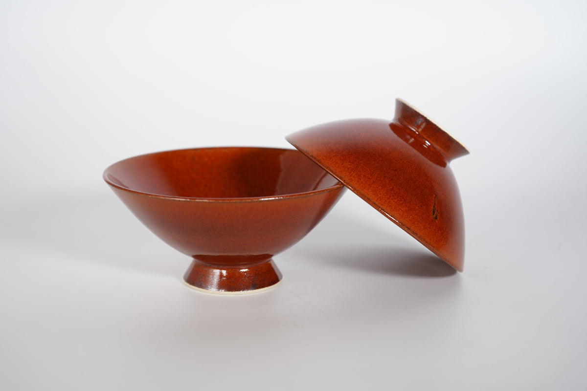 茶道具 京都 清水焼 朝日堂 茶入れ 茄子茶入 京陶器 ビンテージ 赤茶色